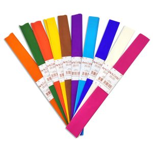 Papel crepé Arte & Stillo® x10 - verde manzana, verde, celeste, azul, violeta, fucsia, rojo, naranja, amarillo, blanco - 50x200cm