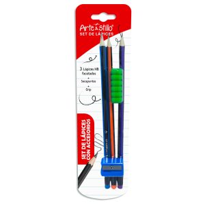 Lápiz de escribir Arte & Stillo® x3 con sacapuntas y grip - 27x24.3cm