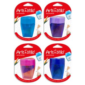 Sacapuntas  Arte & Stillo® - violeta, celeste, rojo, verde- 12.5x8.4cm